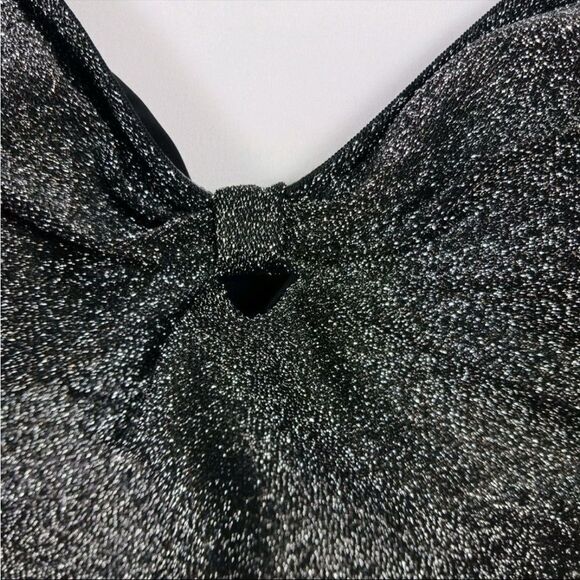 Betsey Johnson Black Metallic Center Front Knot One Piece Swimsuit. Size S New - Picture 4 of 5